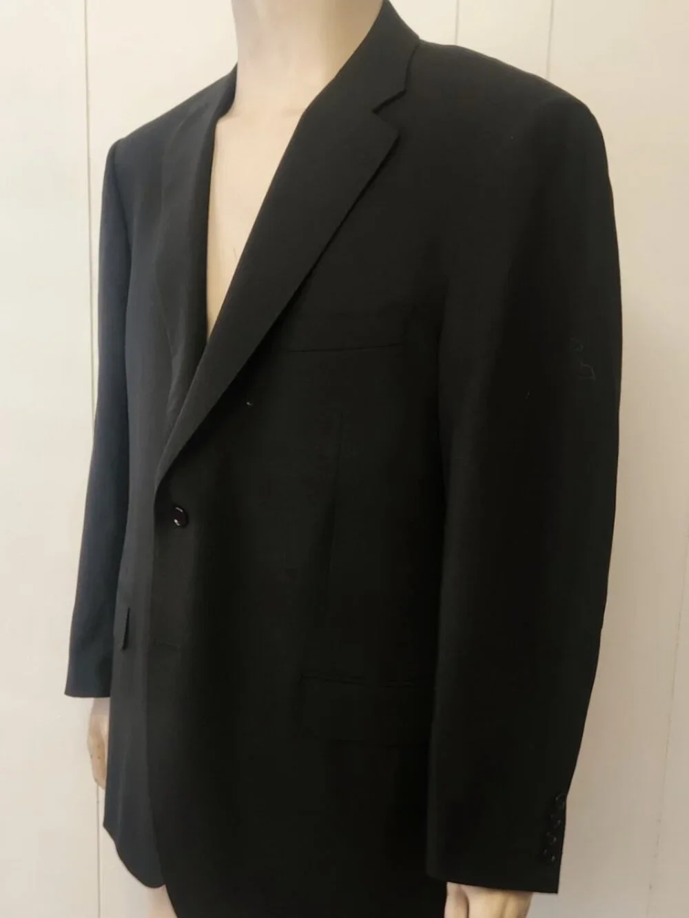 Canali black blazer 46R men's wool two button Italy